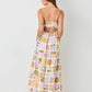 Abstract Floral Print Smocked Back Sundress