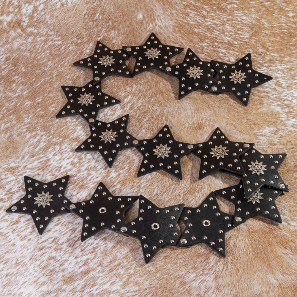 Studded Stars Western Link Vegan Leather Belt