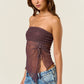 Polka dot Asymmetric Split Hem Tube Top