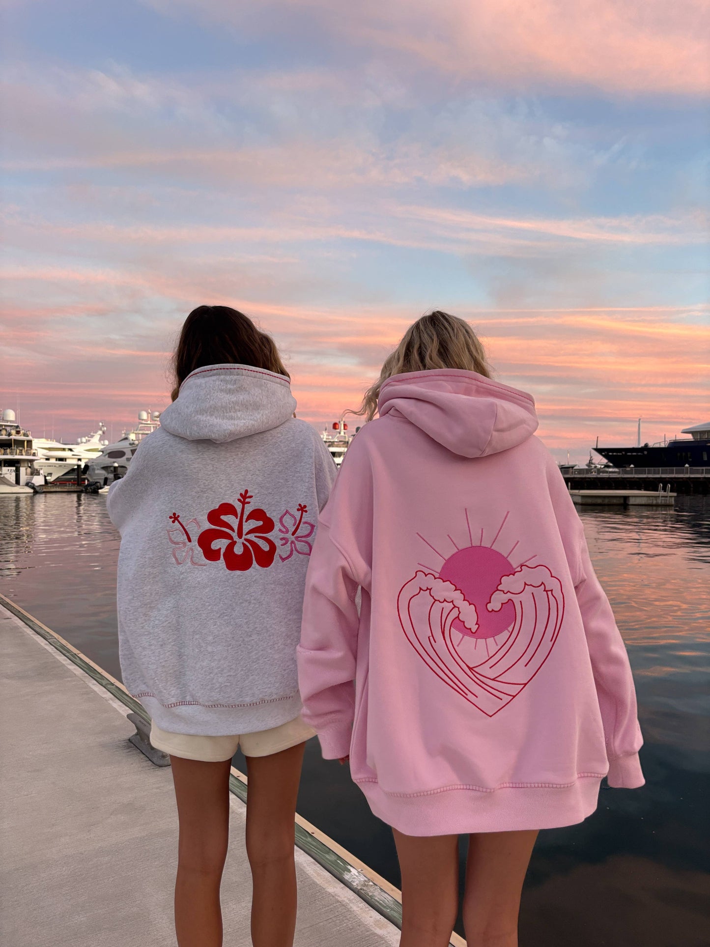 Pearl Grey Hibiscus Flowers Hoodie