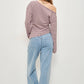 OSCAR ASYMMETRICAL LONG SLEEVE STRIPED TOP