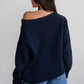 American Flag Knit Off The Shoulder Sweater