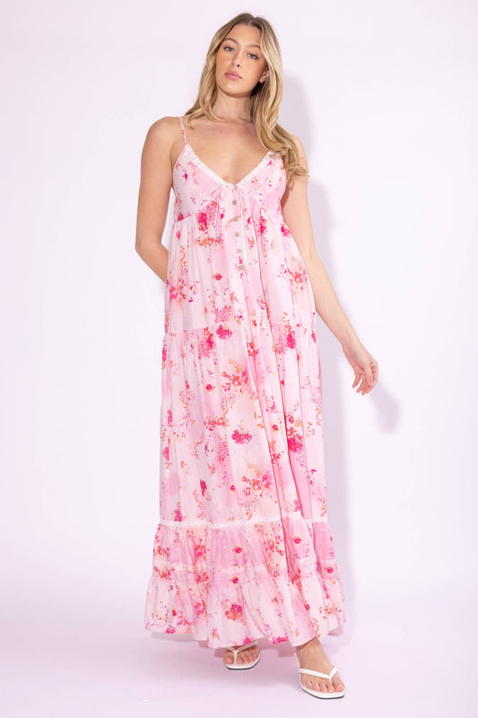 Pink Flower Maxi Dress