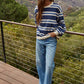 Navy Cotton Striped Crew Neck Long Sleeve
