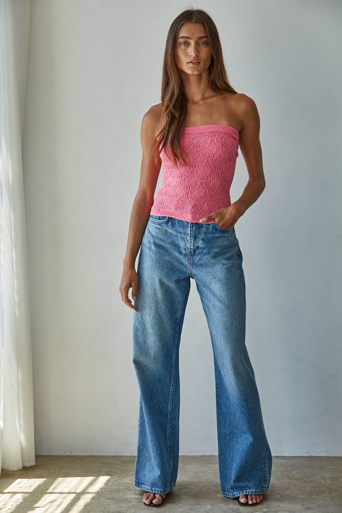Knit Modal Nylon Spandex Seamless Jacquard Tube Top