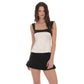 Two-Toned Satin Top in Ivory