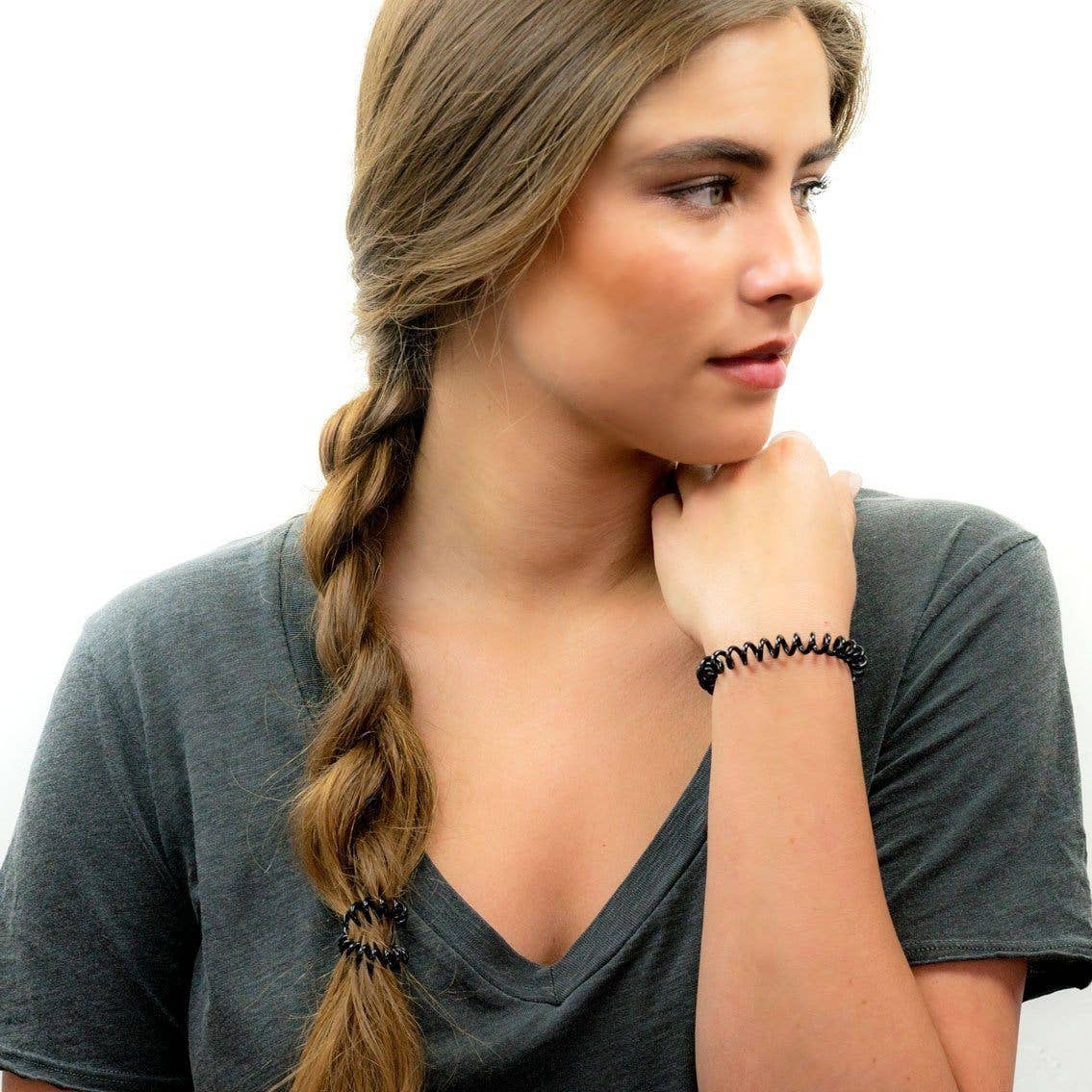 Spiral Hair Ties 8 Pack - Black