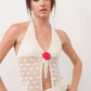 Rosette Crochet Knit Halter Top