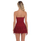 Strapless Lace Ruffle Dress in Red