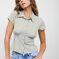 GINGHAM COLLARED SHORT SLEEVE TOP