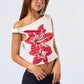 Knot Off Shoulder Top with Floral Print