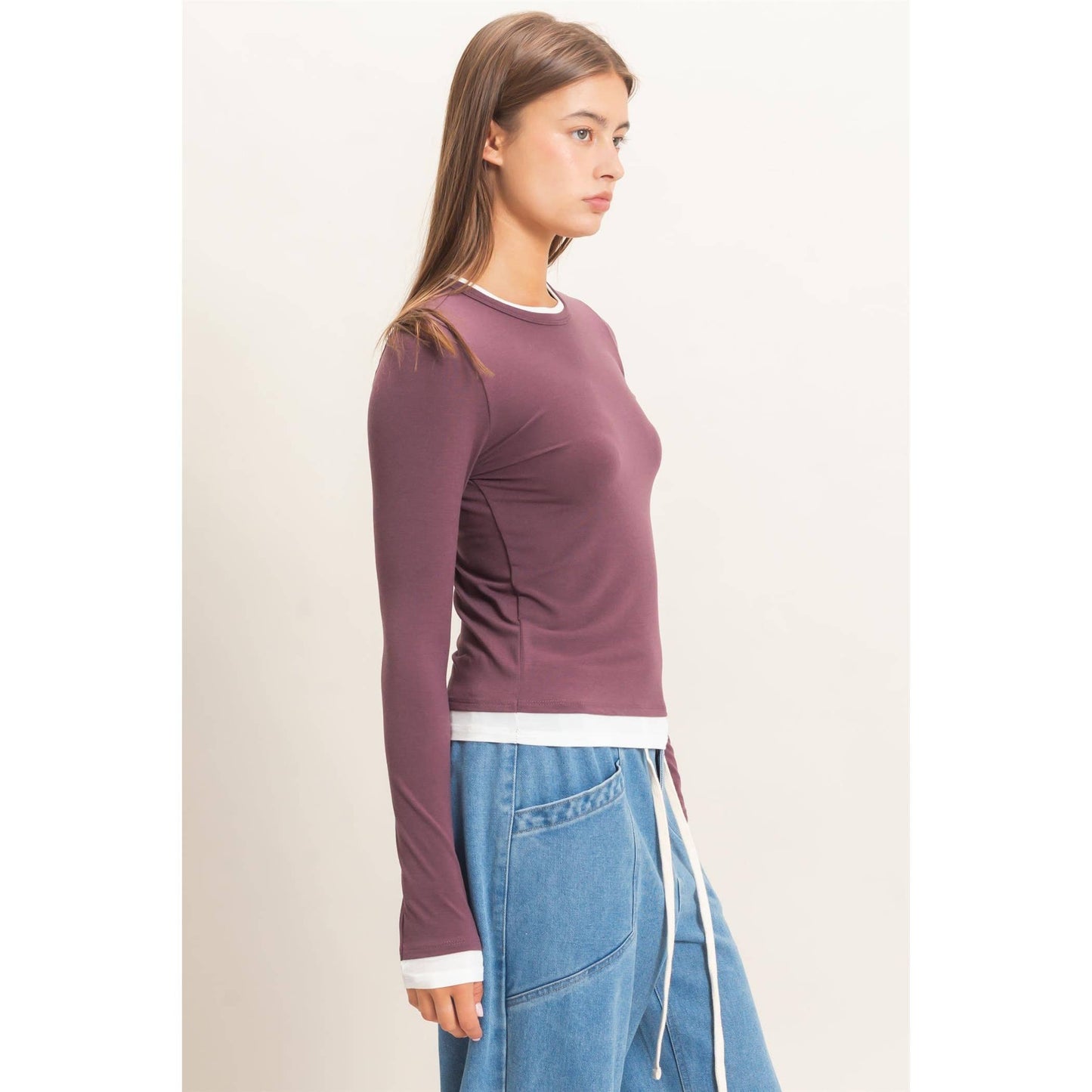 Layered Effect Long Sleeve Top