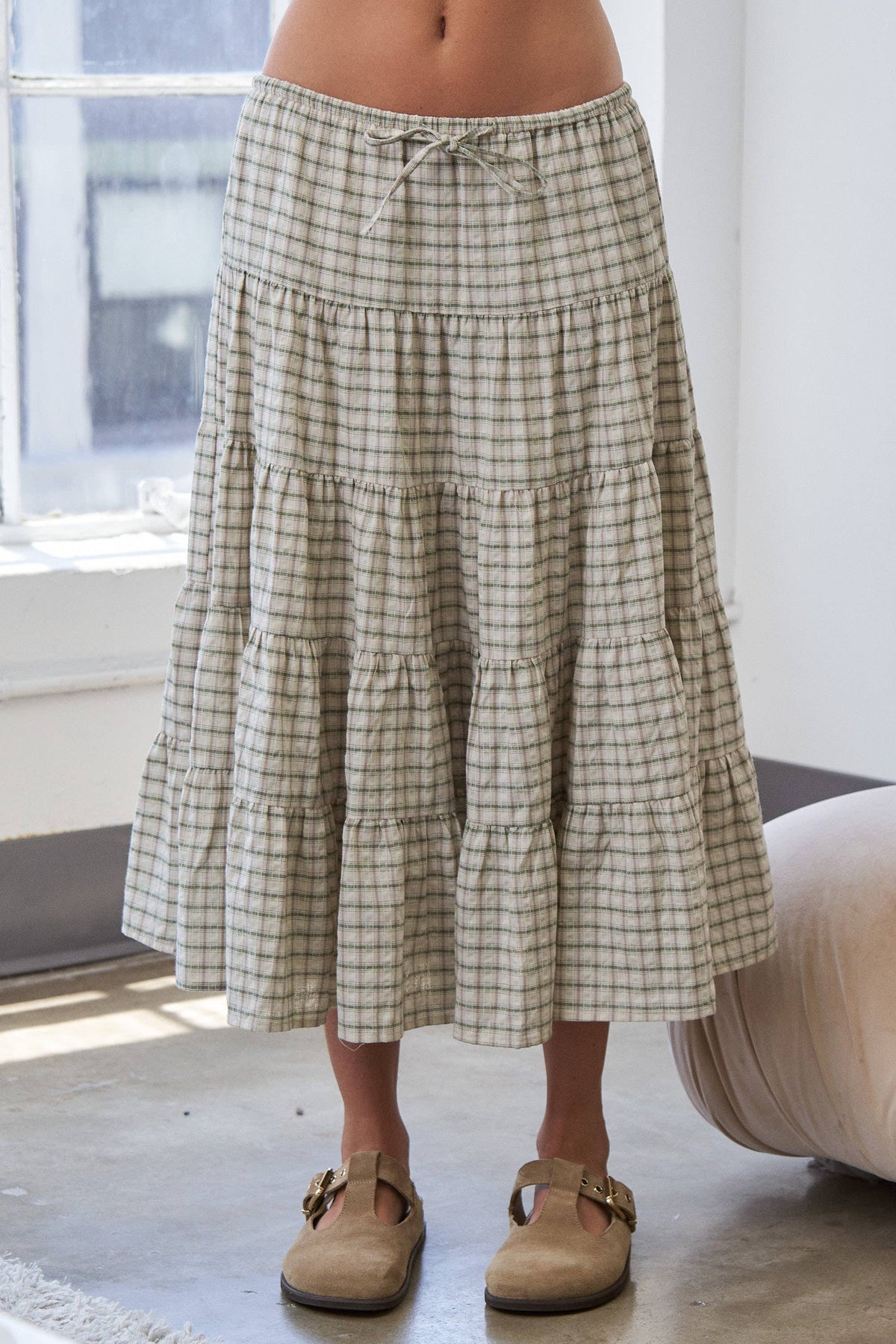 Tiered Plaid Skirt