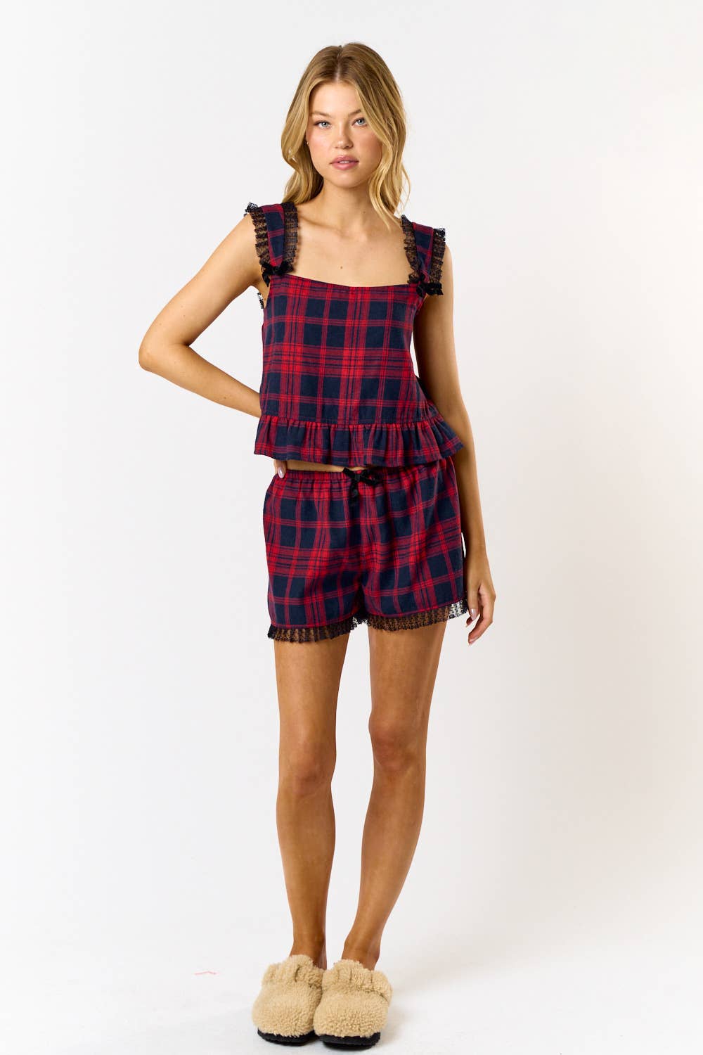 Plaid  Ruffle Top