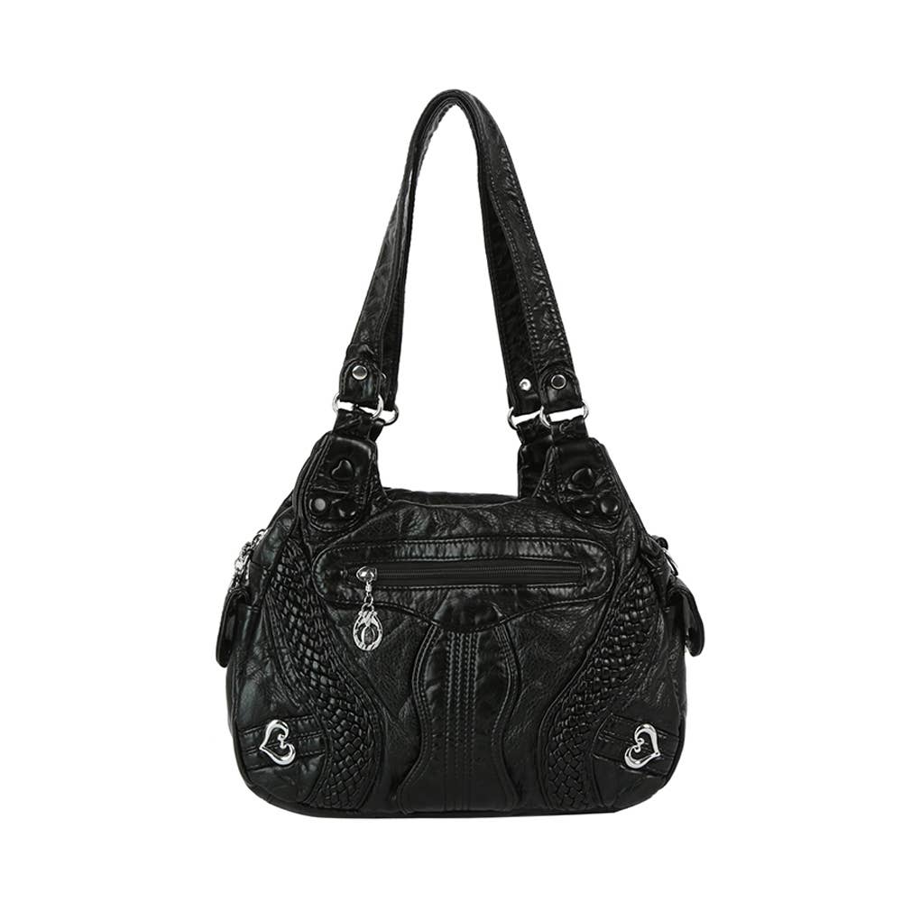 Intricate Faux Leather Shoulder Bag