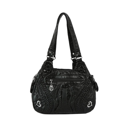 Intricate Faux Leather Shoulder Bag
