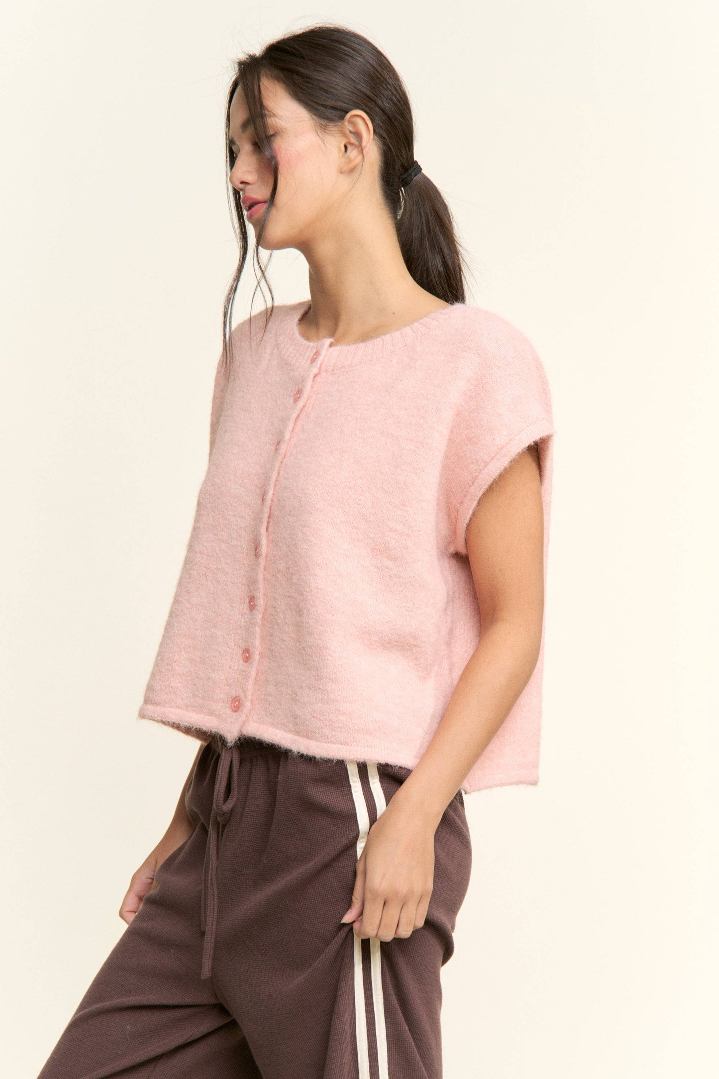 Soft Button-Front Knit Top