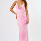 Pink Halter Floral Print Dress