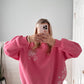 Hibiscus Pink Tropical Embroider Sweatshirt