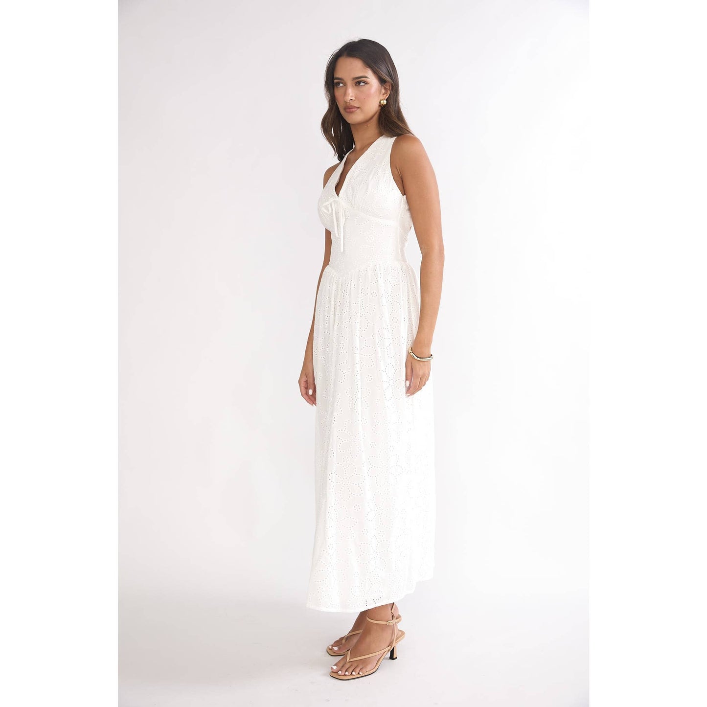 EYELIT HALTER MIDI DRESS