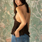 Deep V-Neck Babydoll Asymmetrical Lace Halter Top