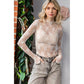 Lace Long Sleeve See Through Top