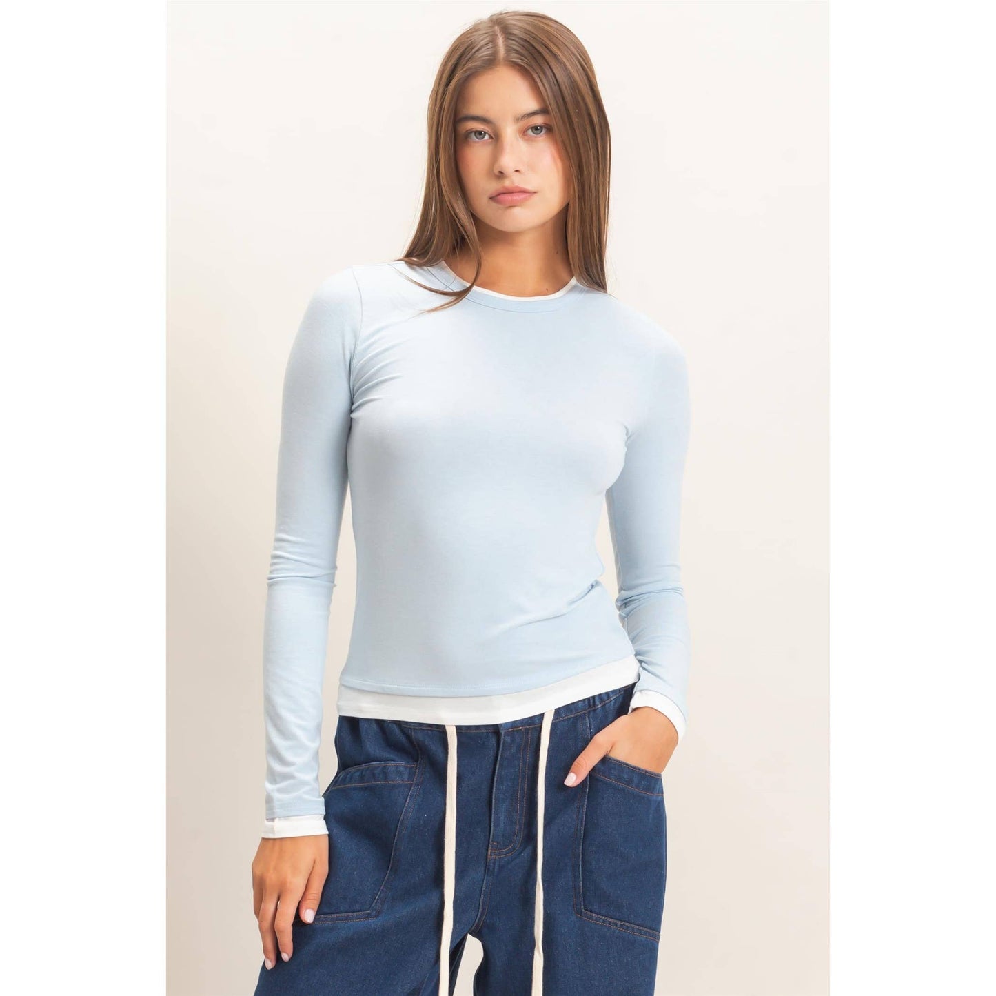 Layered Effect Long Sleeve Top