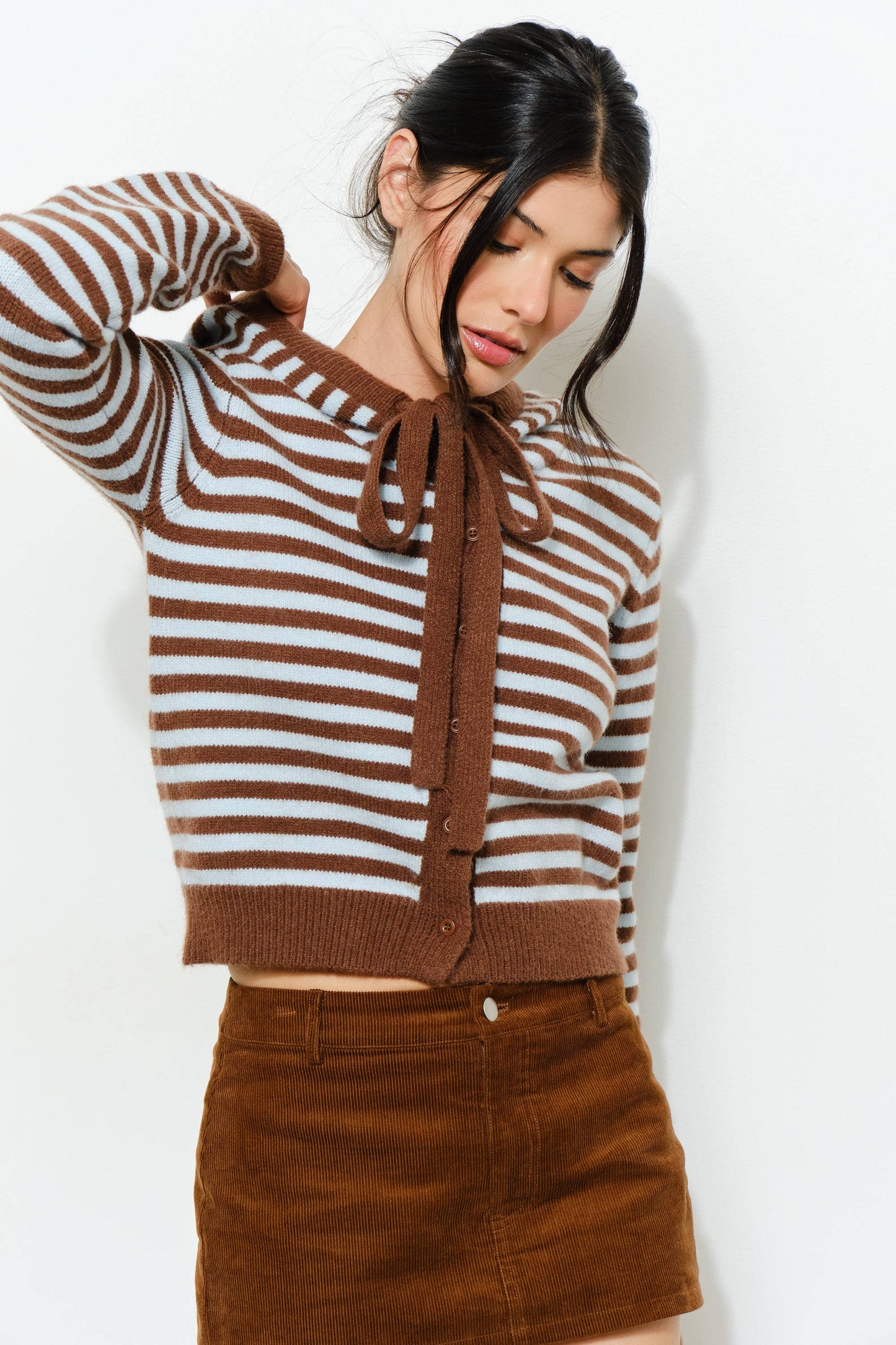 Stripped Hoodie Cardigan