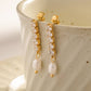Anton 18K Gold Non-Tarnish CZ Pearl Drop Earring