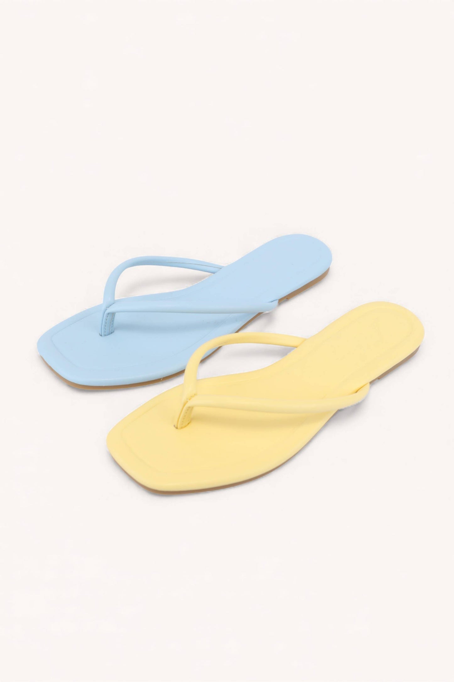 Solid Color Square Toe Thong Sandal