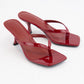 Square Toe Thong Strap Kitten Heel
