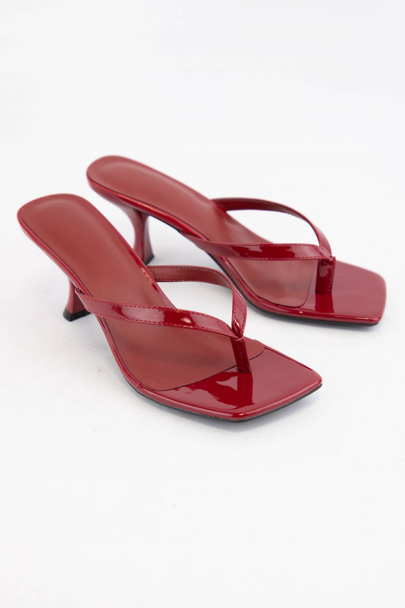 Square Toe Thong Strap Kitten Heel