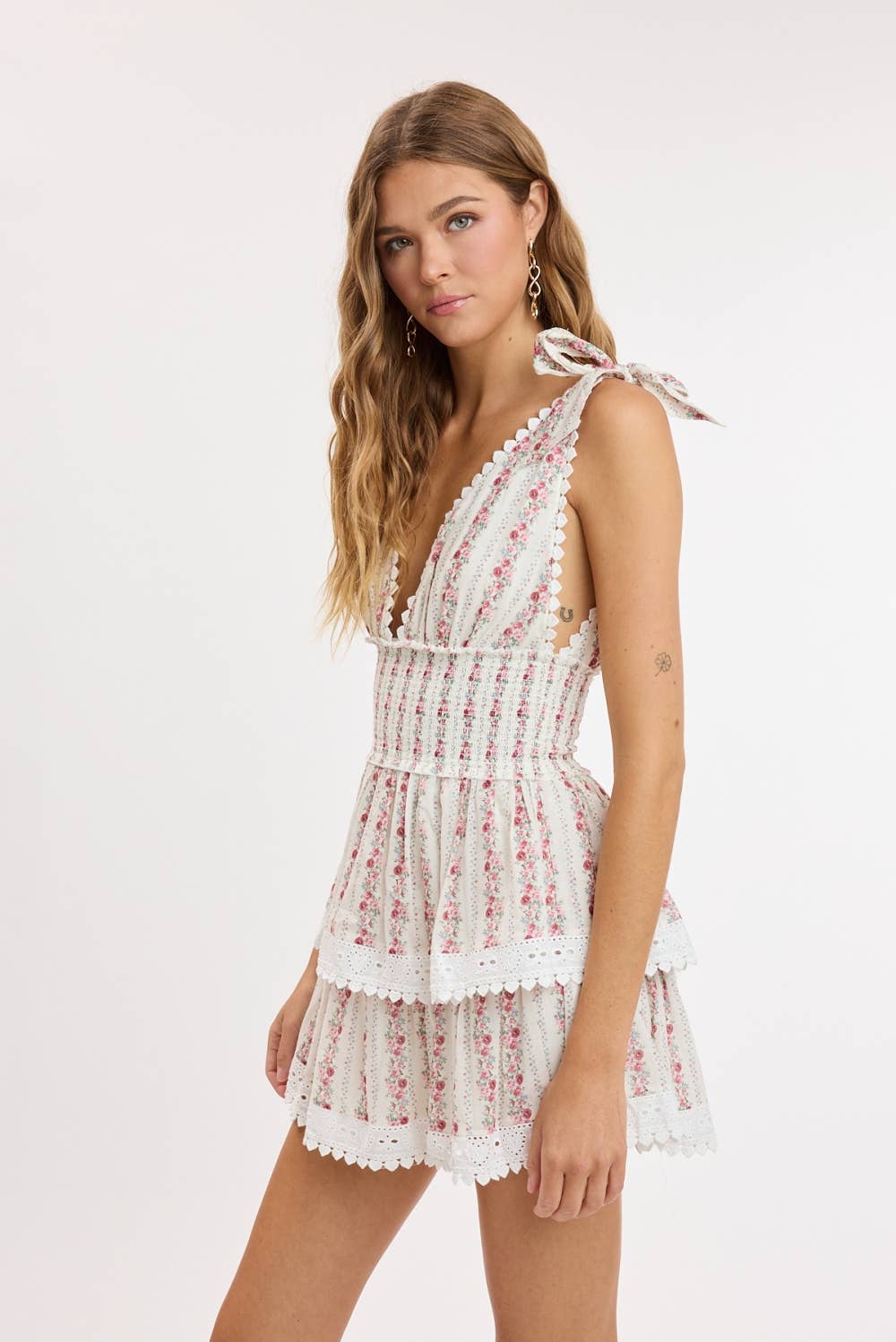 BURGUNDY FLORAL LAYERED LACE MINI DRESS
