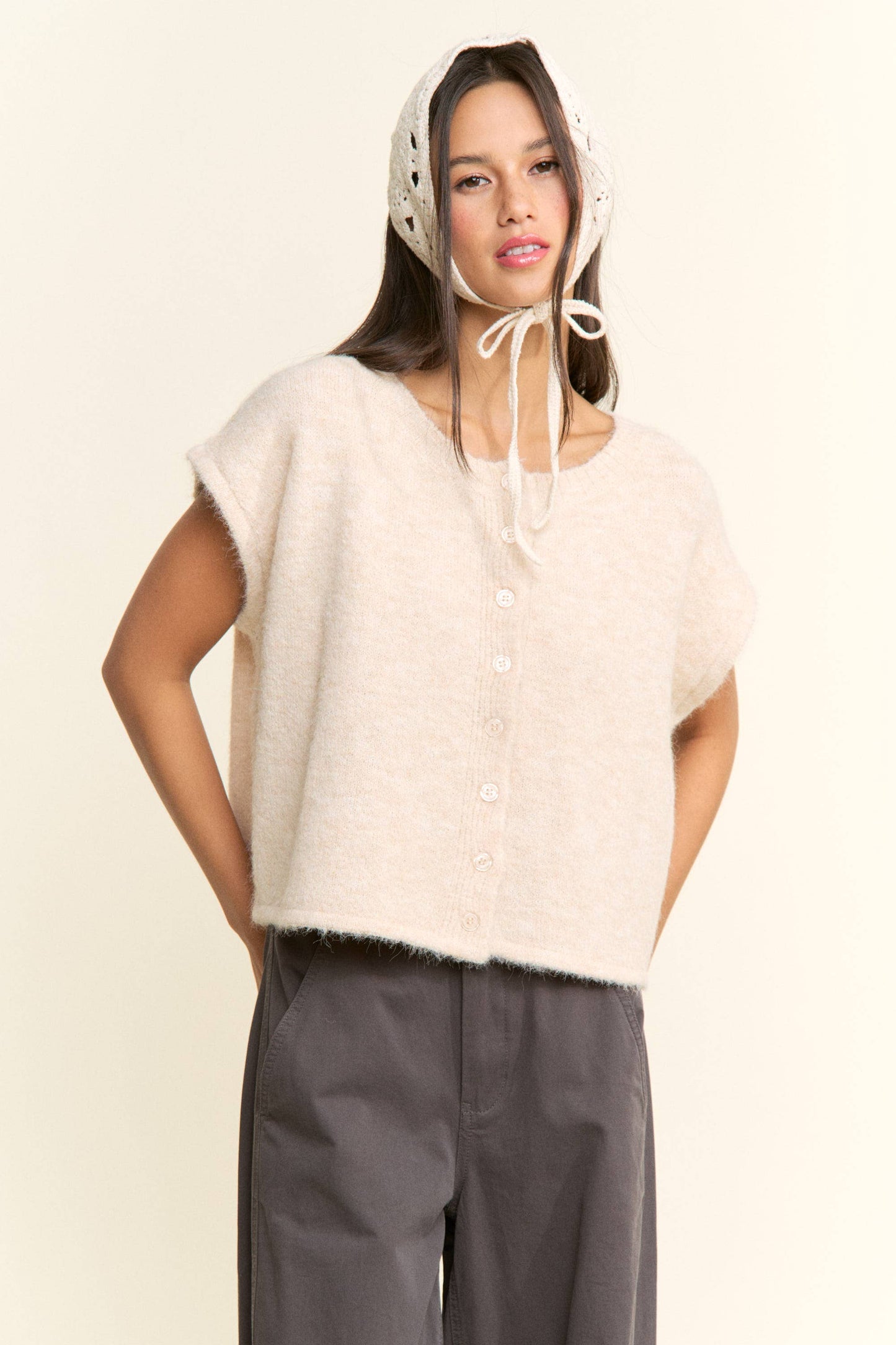 Soft Button-Front Knit Top