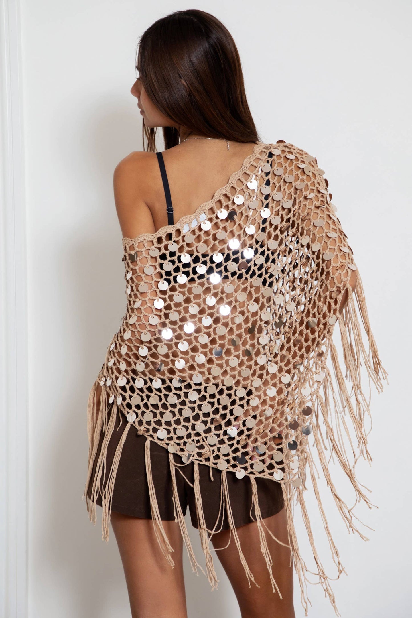 LUNARA Sequin Poncho