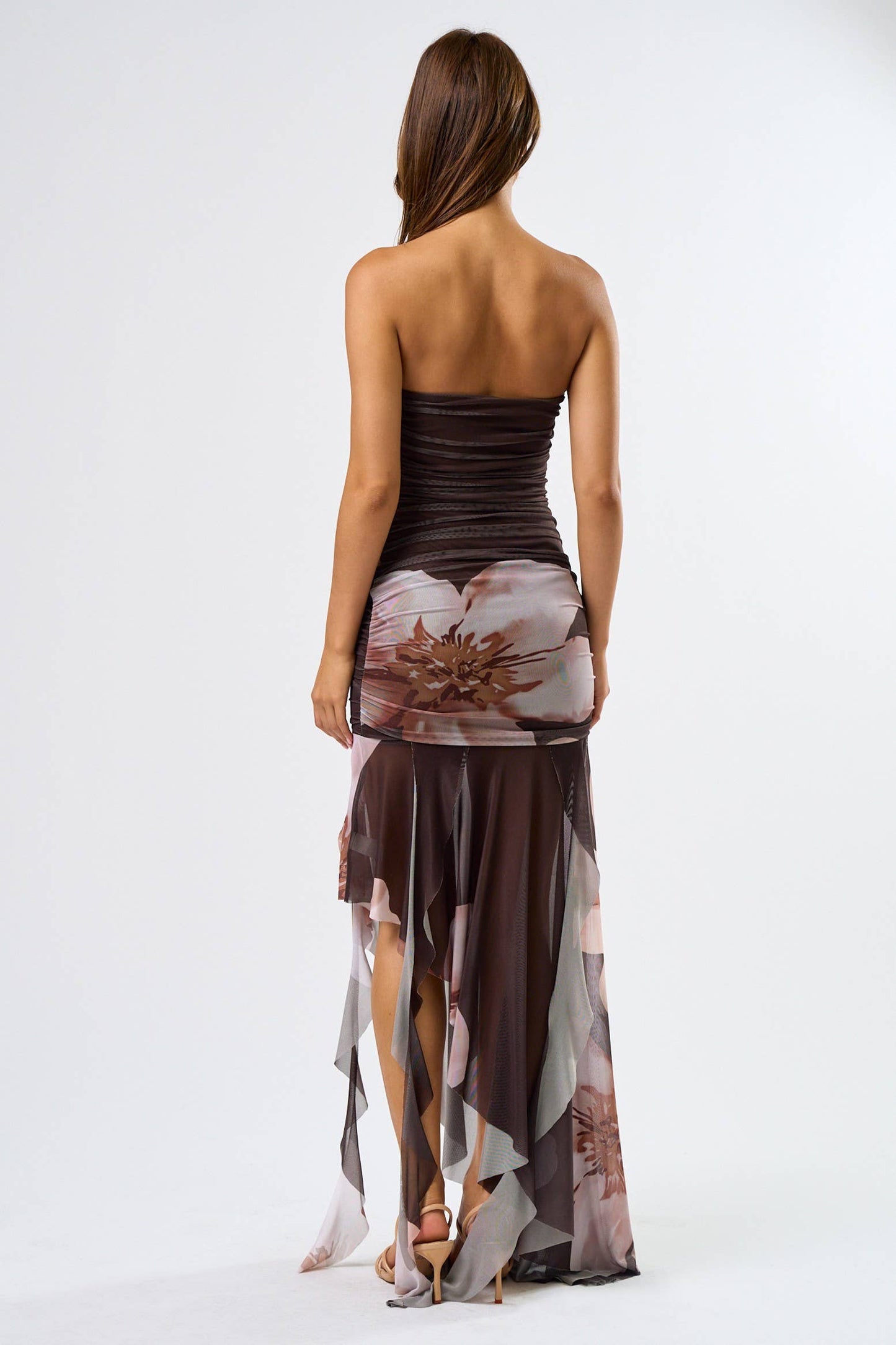 Ruffled Tube Ruched Mini Dress