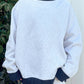 Pearl Grey Navy Blue Polka Dot Mockneck Sweatshirt