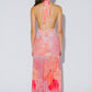 Floral Print Plunging Halter Maxi Dress