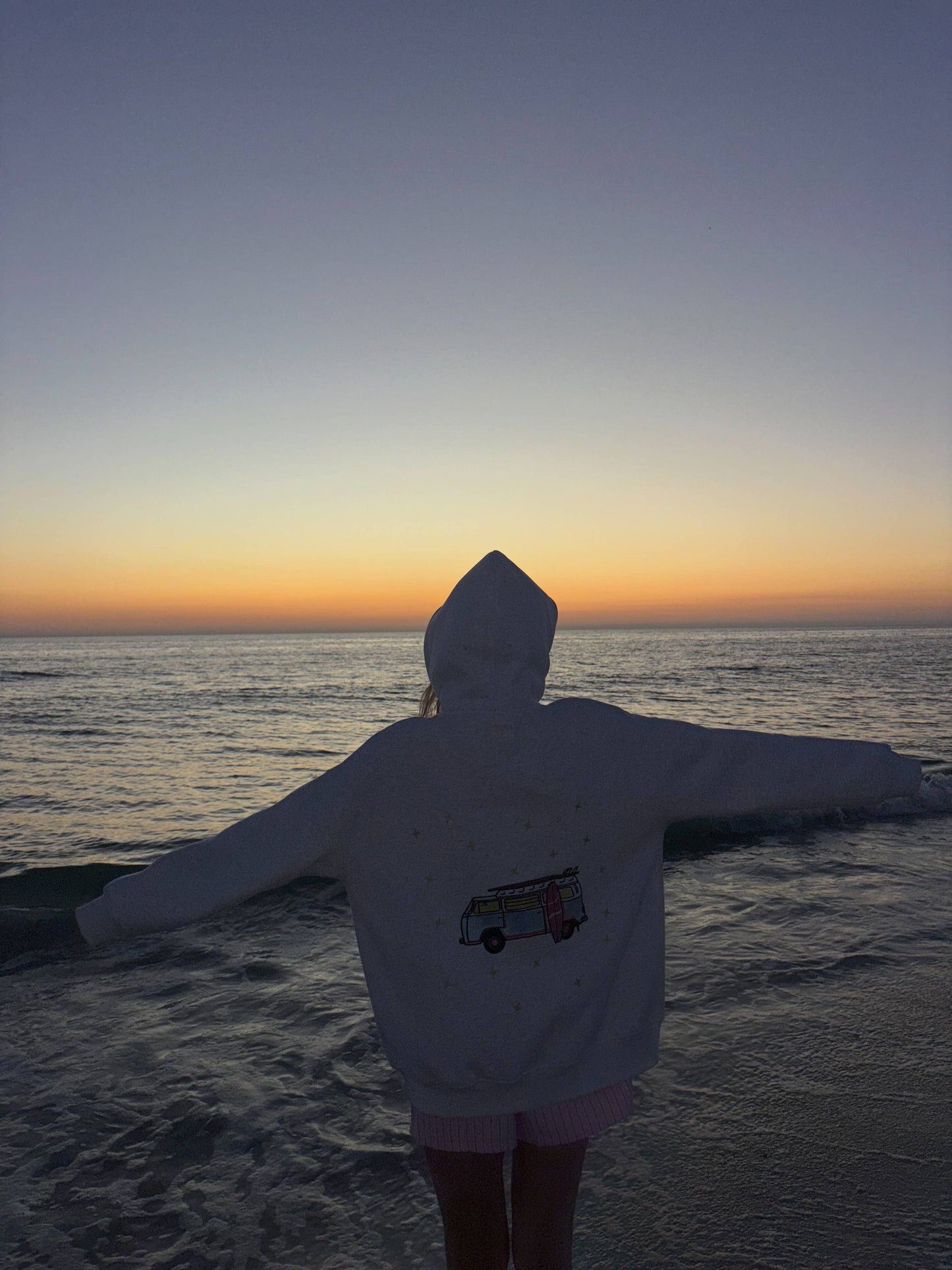 Pearl Grey Van Star Embroider Hoodie