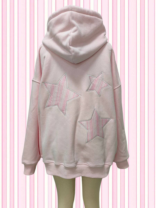 Pink Star Lux Striped Hoodie