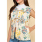 Multi Flower Quilted Vest with Front Ribbon