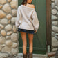 American Flag Knit Off The Shoulder Sweater