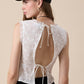 White Double Ties White Floral Lace Top