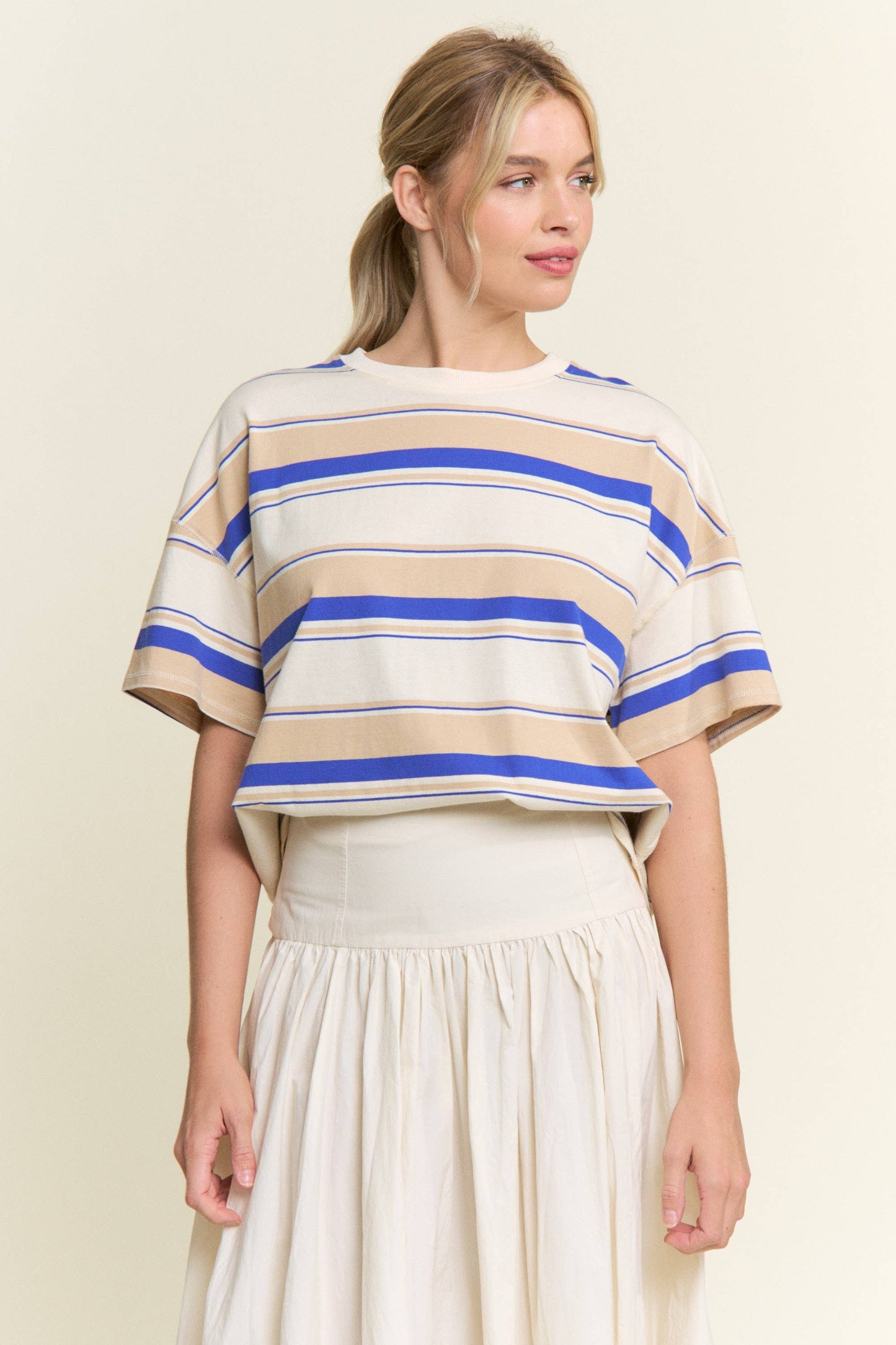 Stripe Oversized Short Sleeve Top