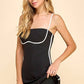 CD05028-Motion Square Neckline White Binding Dress