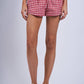 Gingham Checker Lace Ribbon Micro Shorts