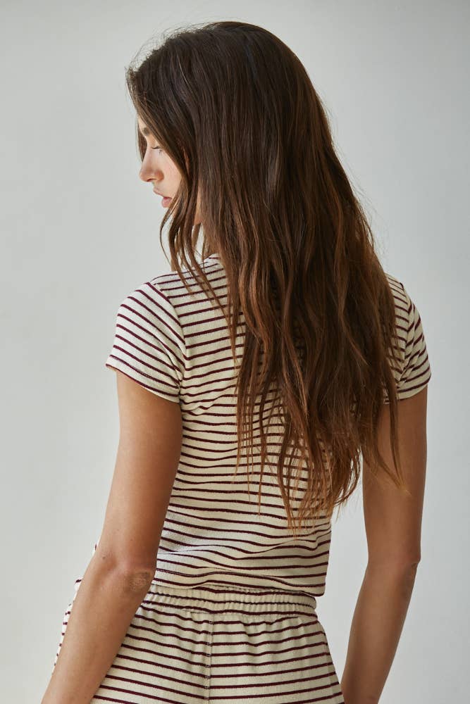 Knit Striped Short Sleeve Top