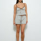 Lace Dusty Blue Trim Plaid Cami
