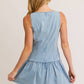 Boat Neck Sleeveless Low Waist Denim Dress