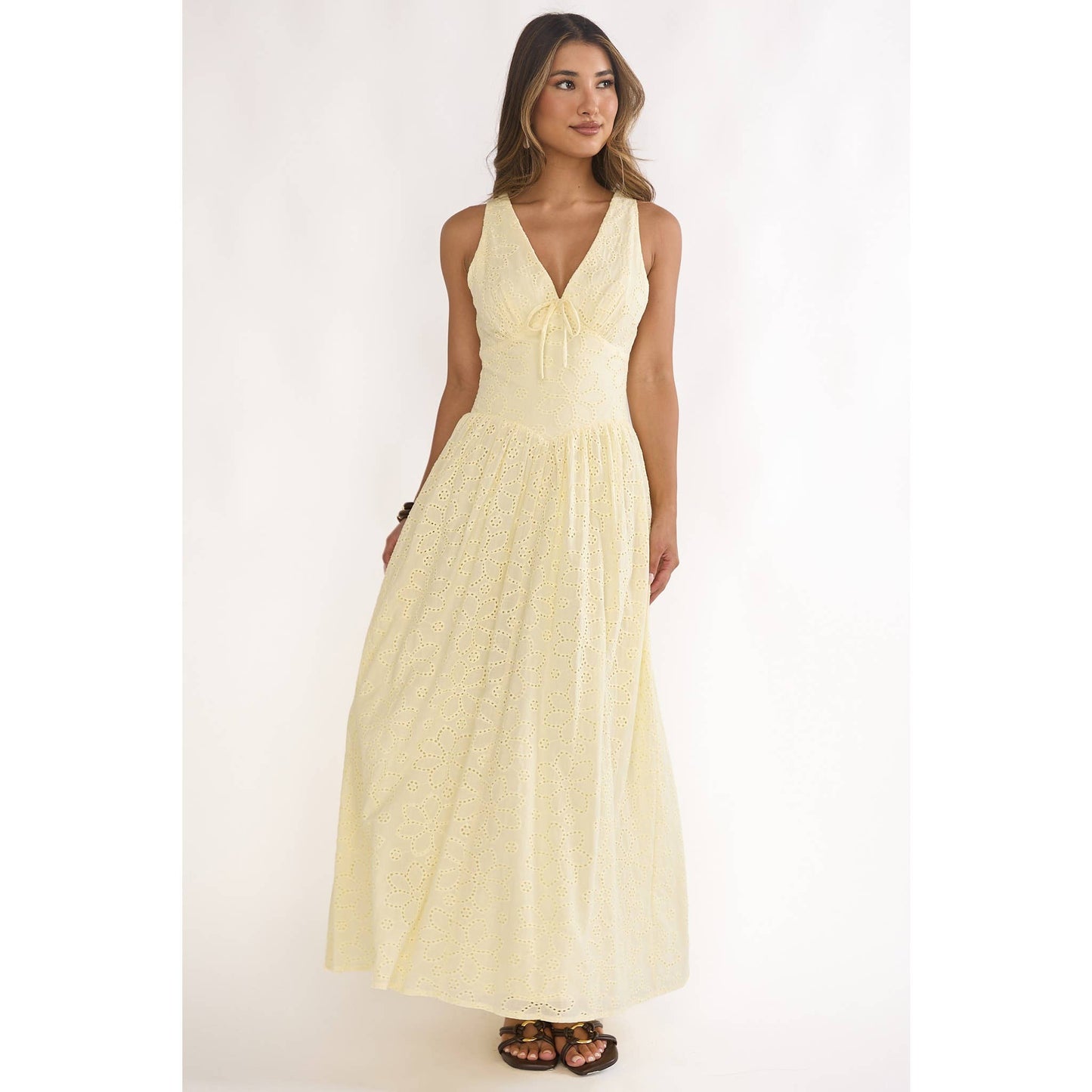 EYELIT HALTER MIDI DRESS
